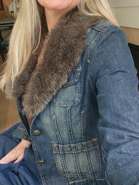 Designer XS Upcycled Jean Jacket